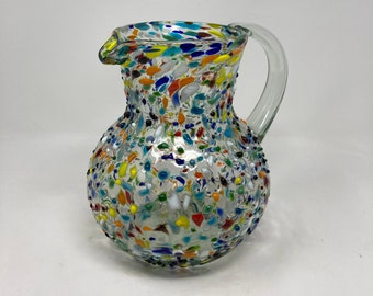 80 oz Hand Blown Glass Pitcher - HG Rainbow Graniti