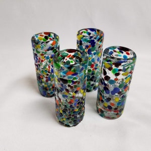 4 Hand Blown Shot Glasses - Rainbow Graniti (FREE SHIPPING)