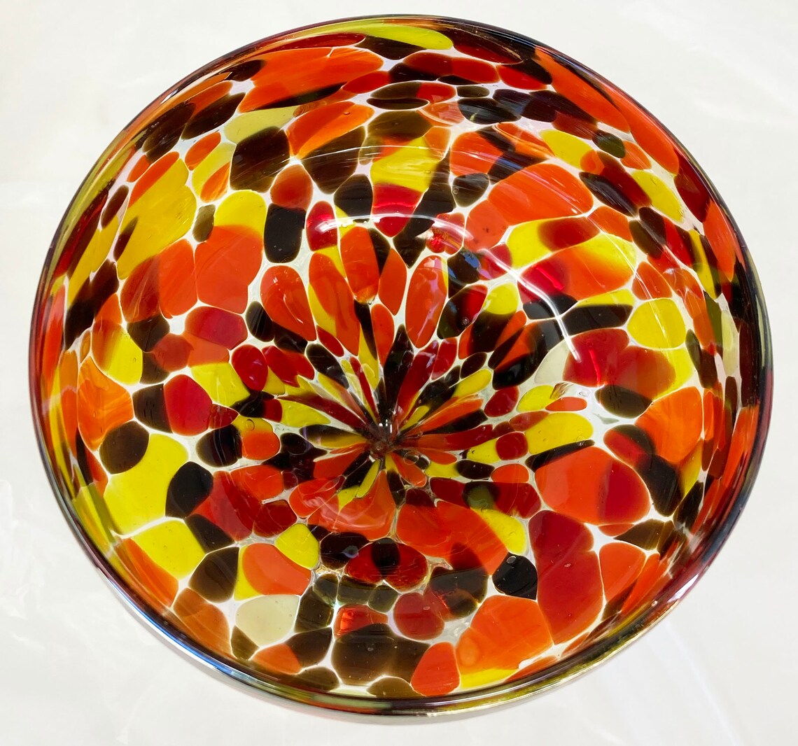 2 Hand Blown Margarita Glasses Red and Orange Iridescent Etsy