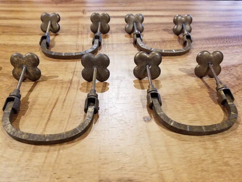 4 Iron Flower Ring Pulls Bronze/gold. 2 Hole Etsy