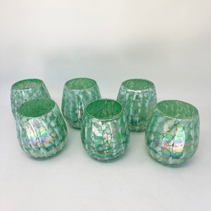 6 Stemless Wine Glasses -  Aegean Green