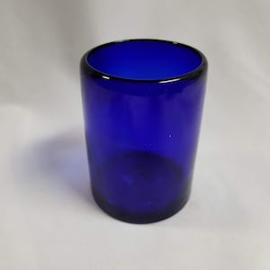 1 Hand Blown Low Ball Tumbler Glass - Cobalt Blue