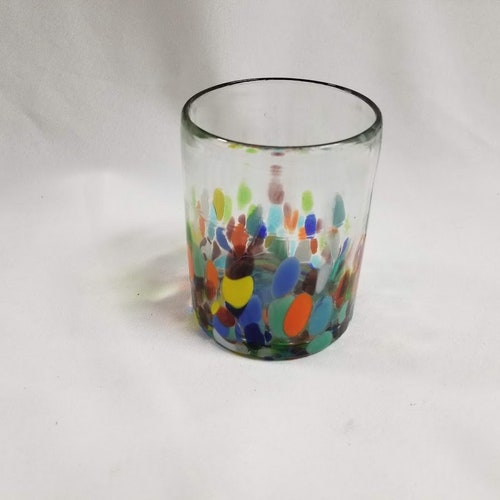 6 Hand Blown Low Ball Tumbler Glasses Confetti Base - Etsy