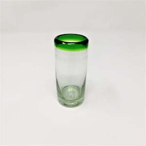 1 Hand Blown Shot Glass - Green Rim