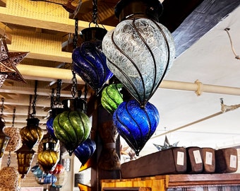 Hand Blown Glass Torch Light Pendant - Various colors