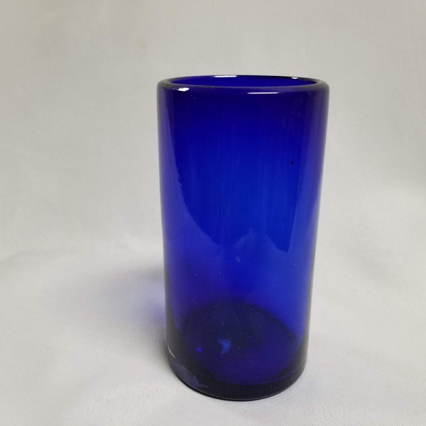 1 Bicchiere da acqua soffiato a mano - Blu cobalto