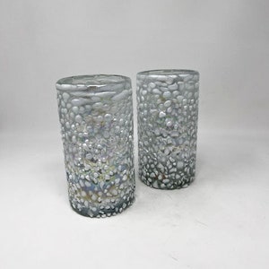 2 Handgeblazen Waterglazen - Wit Graniti Iriserend