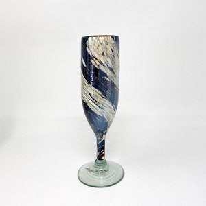 1 Hand Blown Champagne Glass - Mocha/Cream Swirl