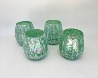 4 Stemless Wine Glasses -  Aegean Green