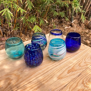 6 Stemless Wine Glasses -  Custom Mix