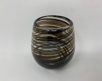 1 Stemless Wine Glass - Chocolate Swirl