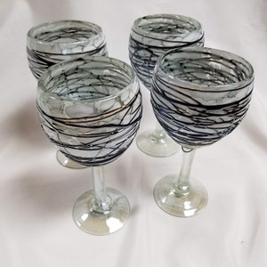4 Hand Blown Wine Glass - Chocolate Web