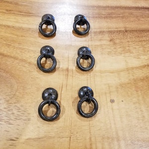 6 Small Iron Ring Pulls - Rust Color