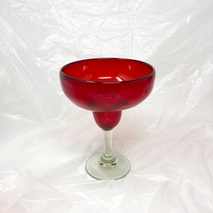 1 Hand Blown Margarita Glass - Solid Red