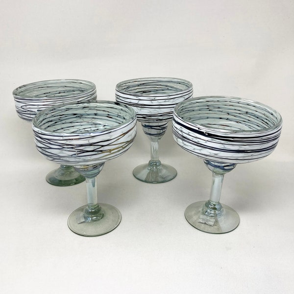 4 Hand Blown Margarita Glasses - Chocolate Web