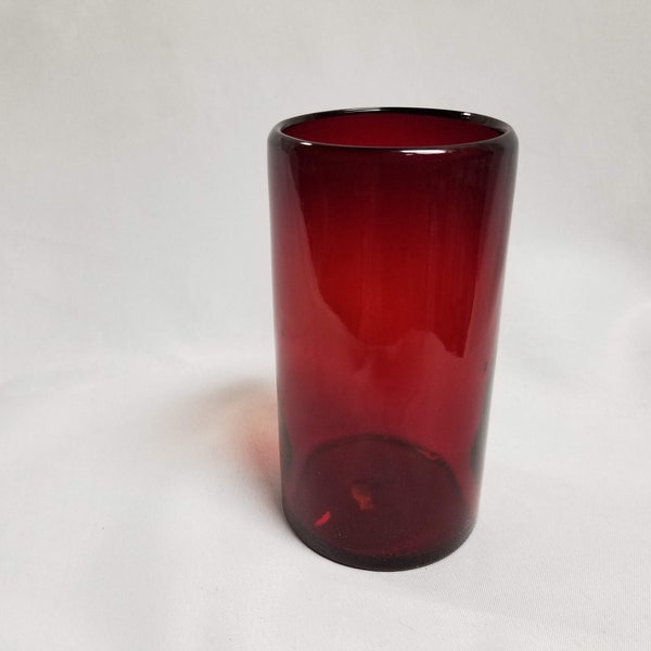 1 Hand Blown Water Glass - Solid Red