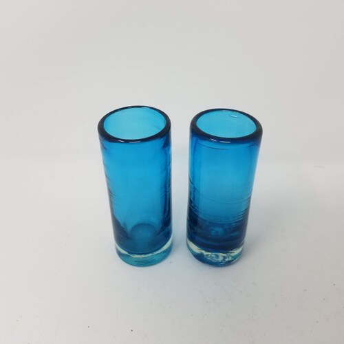 4 Hand Blown Shot Glasses Cobalt Blue Etsy