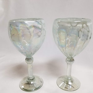 2 Hand Blown Wine Glass - White Lustre (FREE SHIPPING)