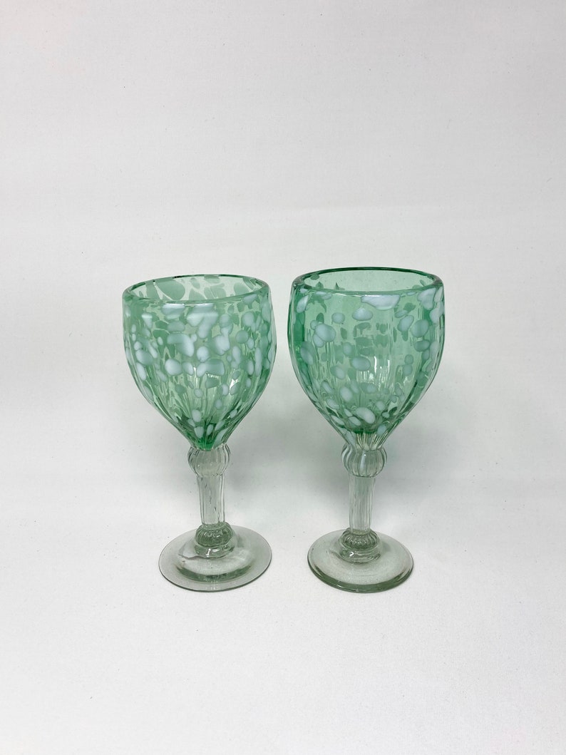 2 Hand Blown Wine Glasses Aegean Lite Etsy