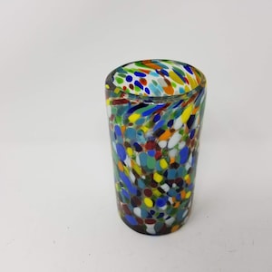 1 Hand Blown Water Glass - Clear Confetti