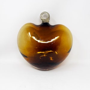 Hand Blown Glass Heart - 12&quot; - Amber
