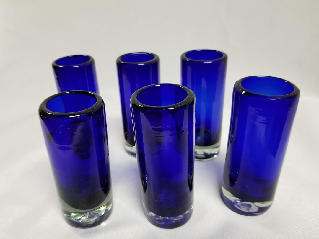 6 Hand Blown Shot Glasses - Cobalt Blue - Etsy