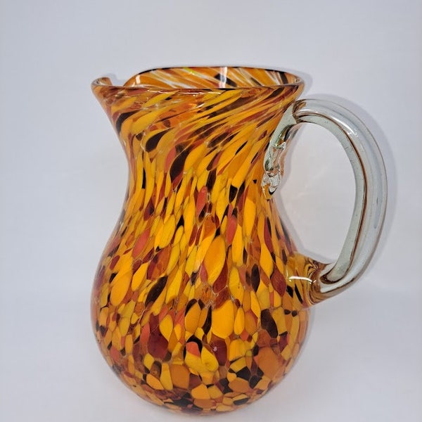 80 oz Hand Blown Glass Pitcher - HG Orange Tangerine