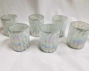 6 Low Ball Tumbler Glasses - White Lustre