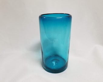 1 Hand Blown Water Glass - Solid Turquoise