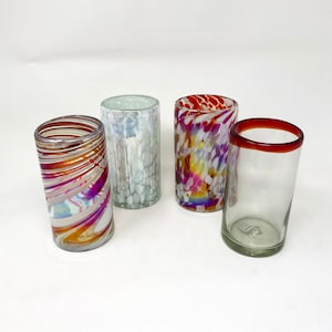 4 Hand Blown Water Glasses - The Holiday Red Collection