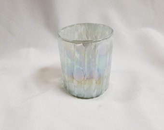 1 Hand Blown Low Ball Tumbler Glass - White Lustre