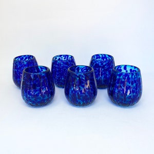 6 Stemless Wine Glasses -  Blue Ocean