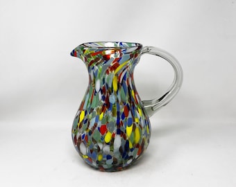 80 oz Hand Blown Glass Pitcher - HG Confetti