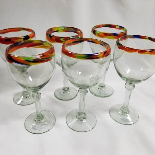 Handblown Colored Wine Glasses 2 Pack Colored Wine Etsy