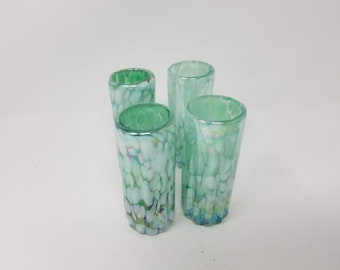 4 Hand Blown Shot Glasses - Aegean Green