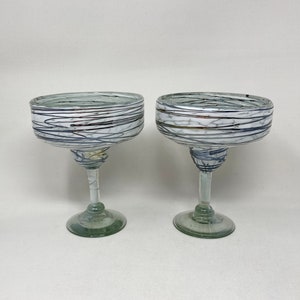 2 Hand Blown Margarita Glasses - Chocolate Web