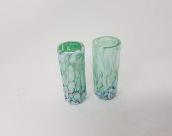 2 Hand Blown Shot Glasses - Aegean Green