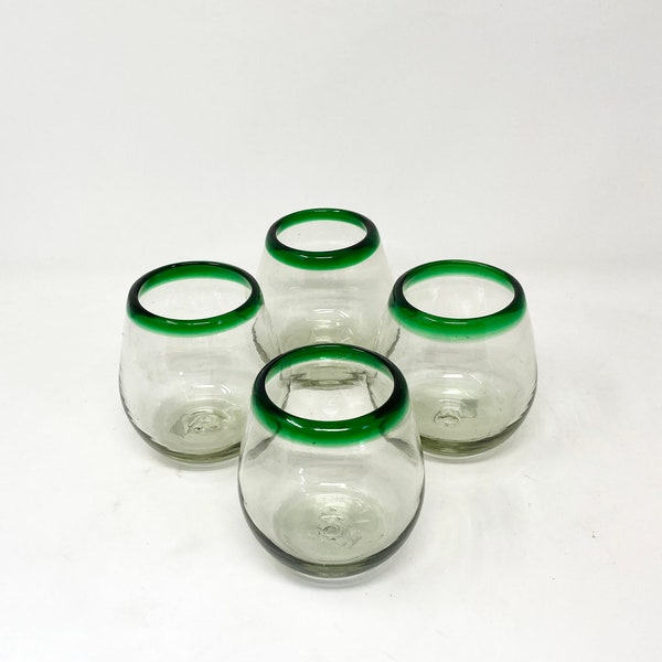 Green Glass Wine Glasses Etsy