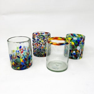 4 Hand Blown Low Ball Tumbler Glasses -  The Cabo Collection