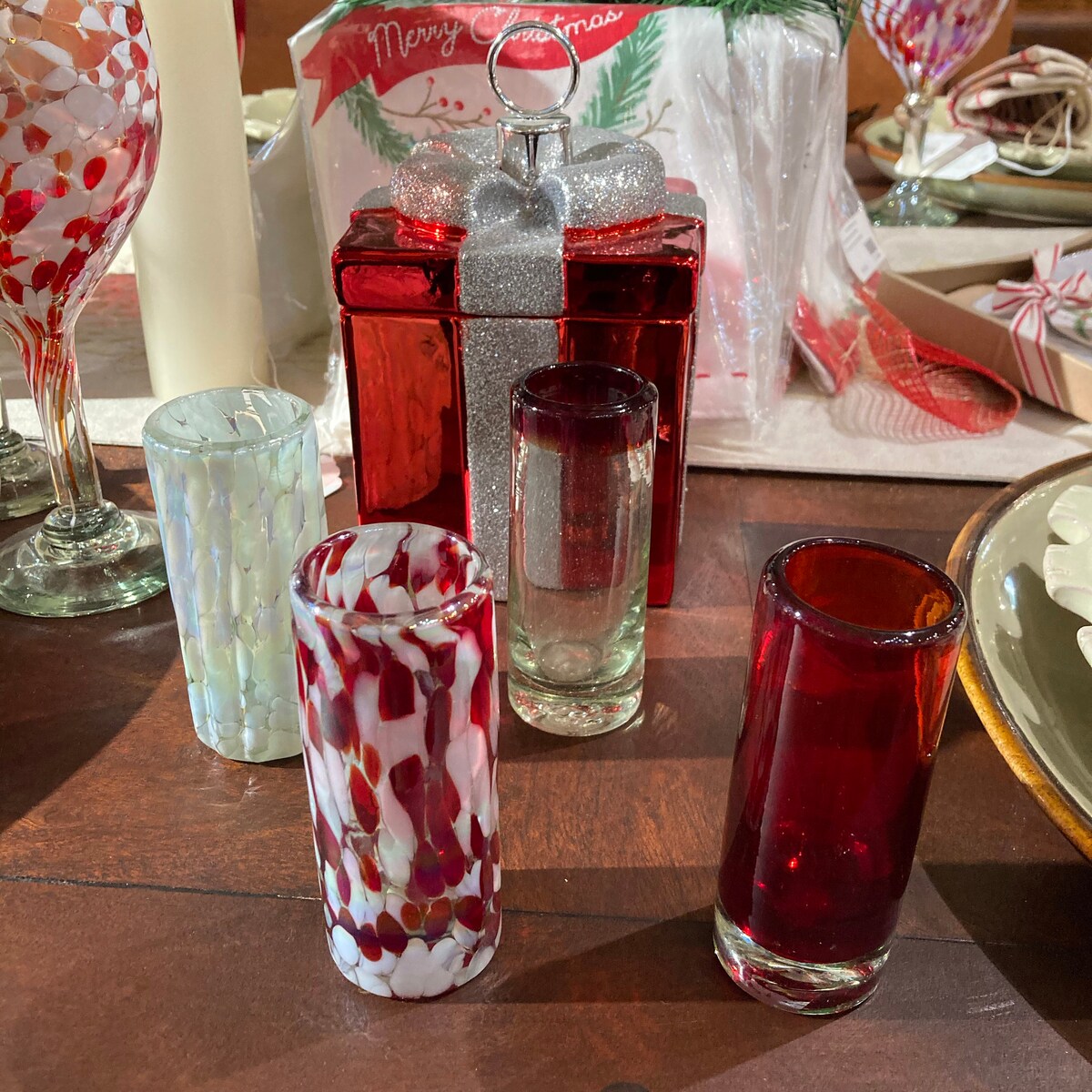 4 Hand Blown Shot Glasses the Holiday II Collection FREE SHIPPING - Etsy