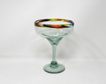 1 copa de margarita soplada a mano - Borde de confeti