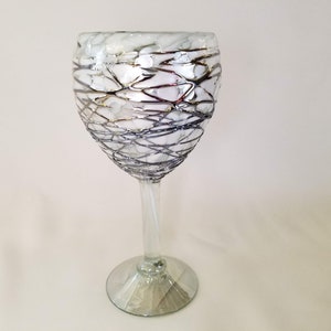 1 Hand Blown Wine Glass - Chocolate Web