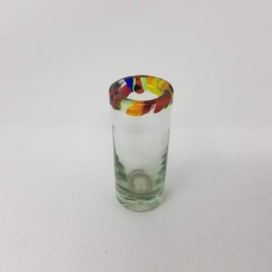 1 Hand Blown Shot Glass - Confetti Rim