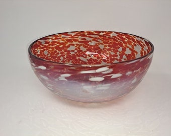 Hand Blown Glass Bowl - Red/White Spotted Confetti