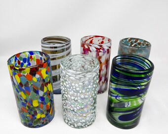 6 Assorted Hand Blown Water Glass