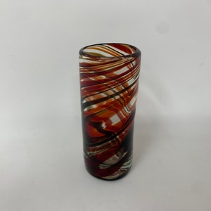1 Hand Blown Shot Glass - Red/Chocolate Swirl