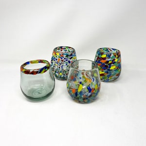 4 Hand Blown Stemless Wine Glasses -  The Cabo Collection