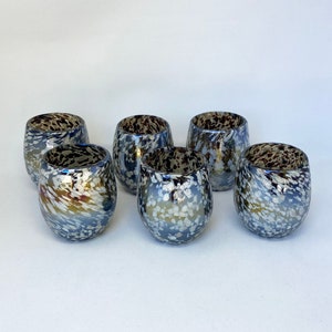 6 Stemless Wine Glasses - Mocha/Tan Confetti