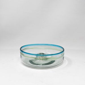 1 Hand Blown Salt Rimmer Dish for Margaritas - Turquoise Rim
