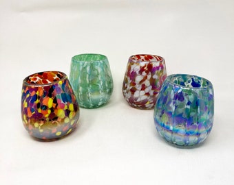 4 手吹きワイングラス - コバルトブルー - Etsy 日本